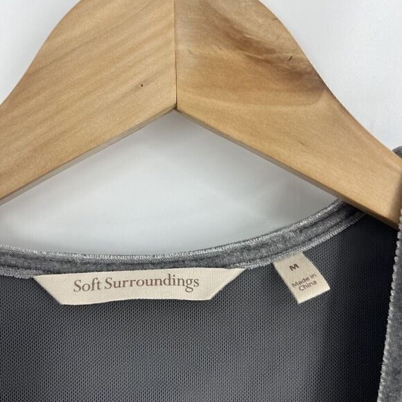 Soft Surroundings Top Size Medium Gray Velvet Alyssa Stretch Knit Top Shoreline - Picture 3 of 6